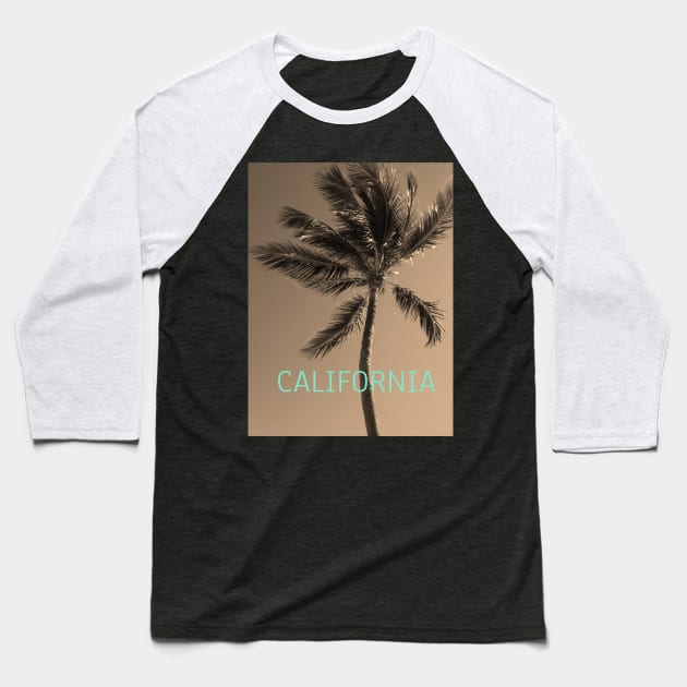 California palm tree Baseball T-Shirt by Coreoceanart